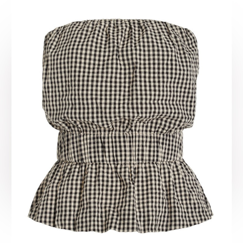 Posse Aurelia Strapless Gingham Cotton Top size L - Picture 3 of 10